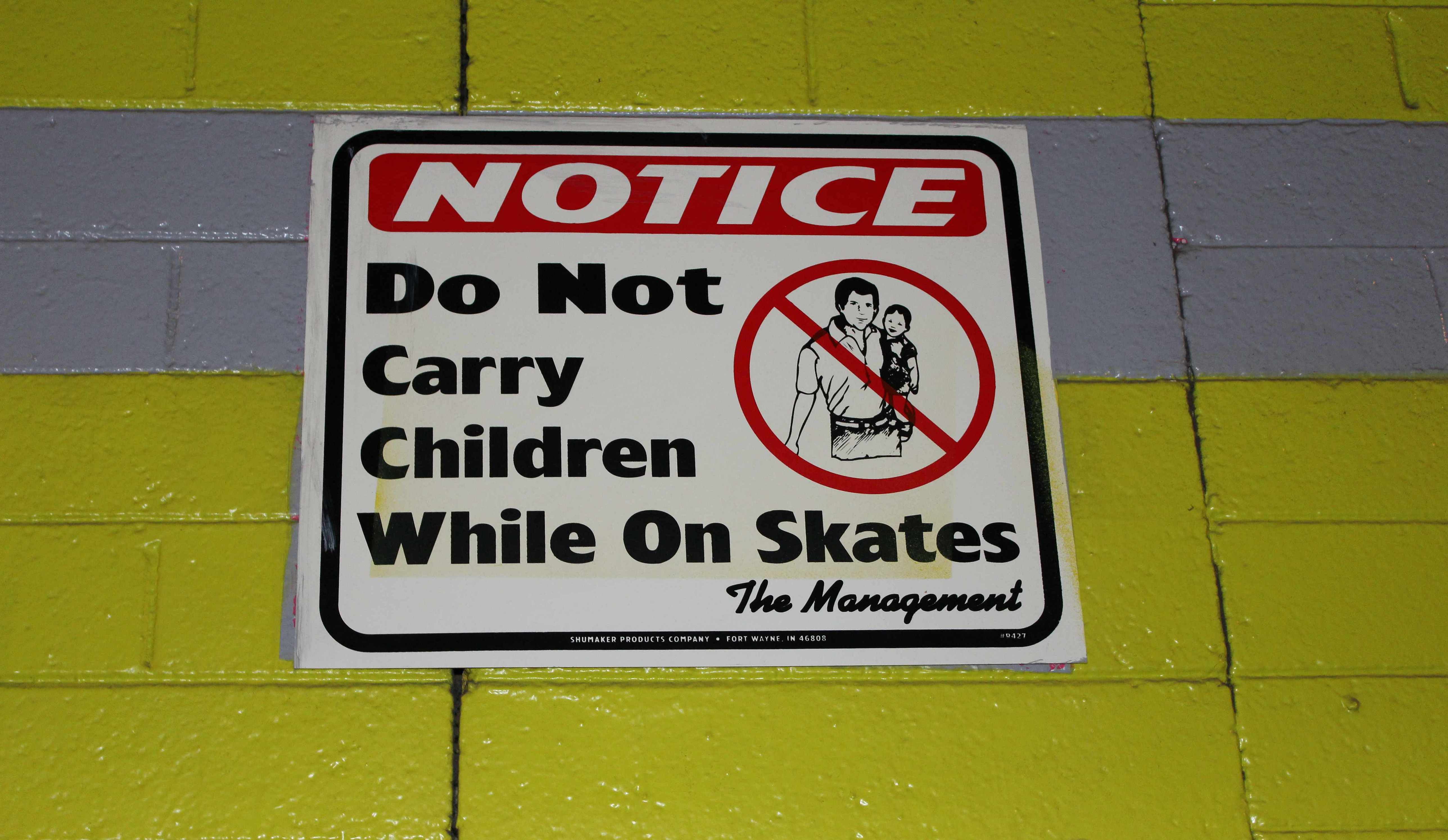 Skates in lying around in rink aisles is dangerous!