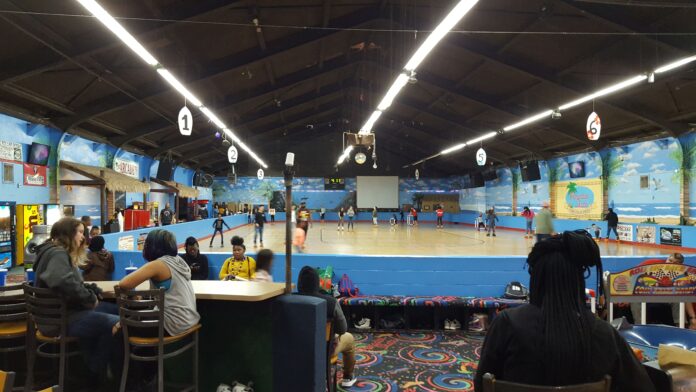 Interior of a roller rink